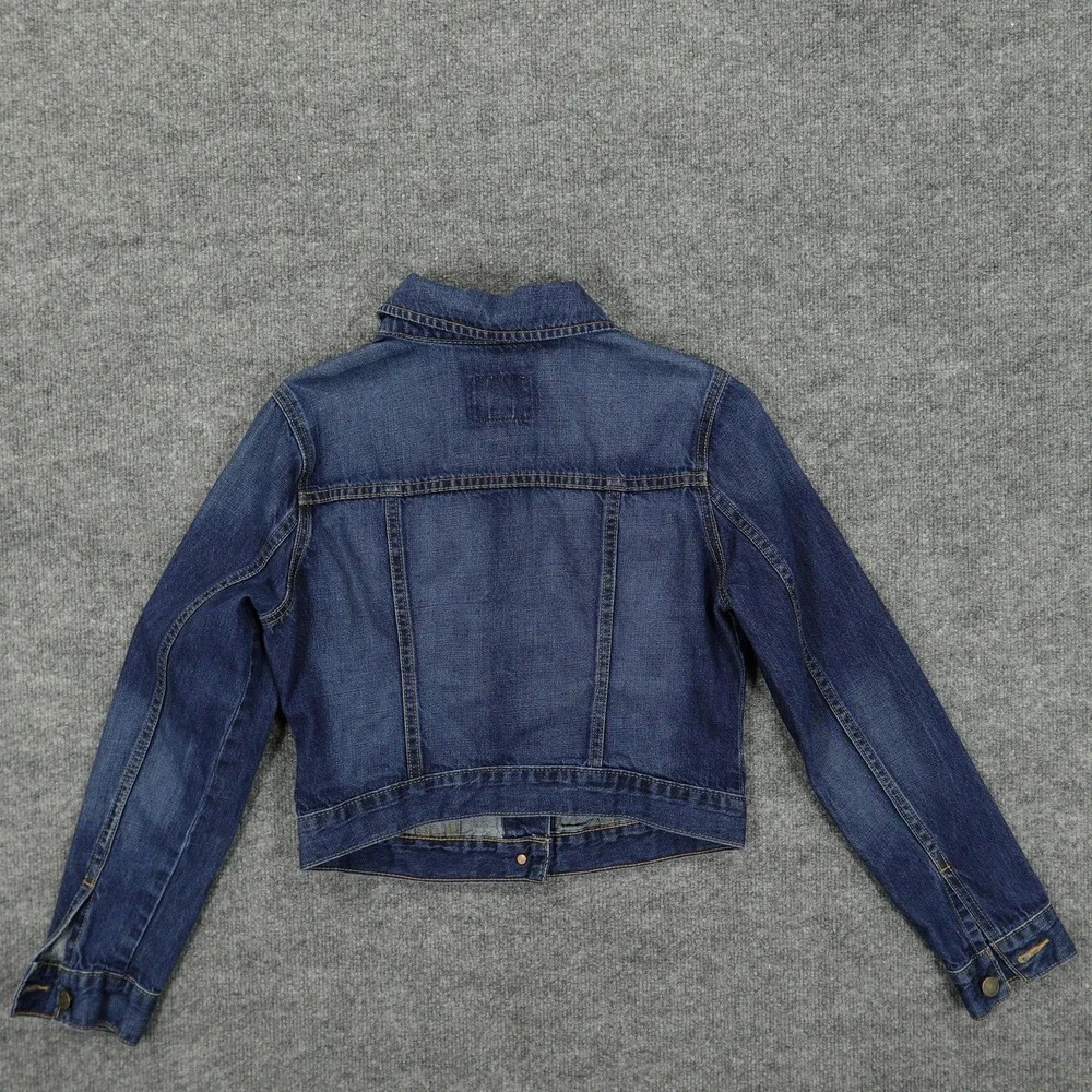 Old Navy Jacket Girls Small Blue Denim Trucker Button Front Jean Pockets